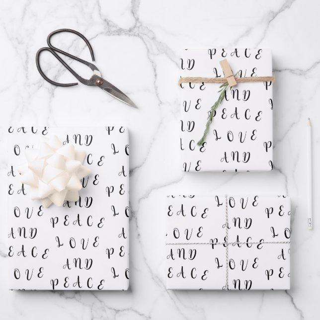 Cute Love And Peace Wrapping Paper Sheet (Front)
