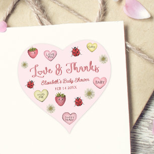 Cute Love and Thanks Valentine's Day Baby Shower  Heart Sticker