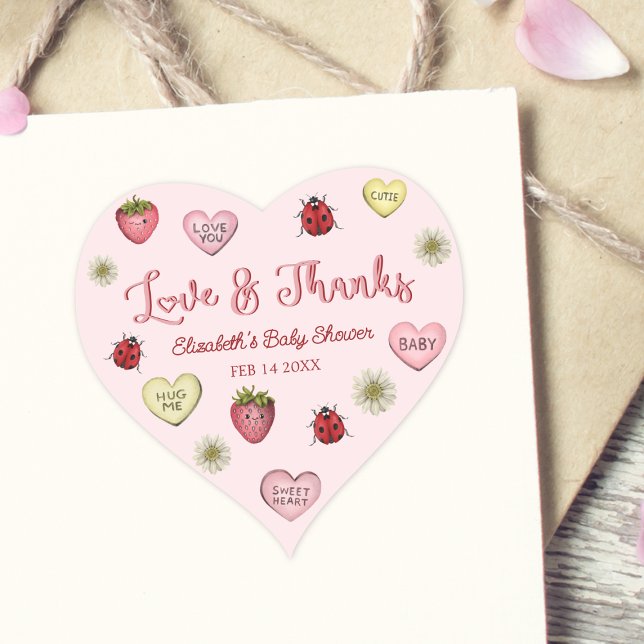Cute Love and Thanks Valentine's Day Baby Shower  Heart Sticker (Creator Uploaded)