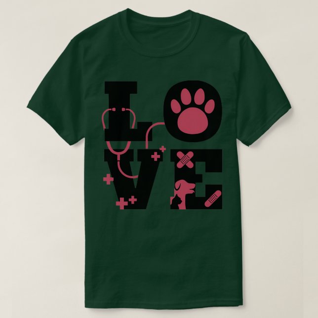 Cute Love Animals Black Text T-Shirt (Design Front)