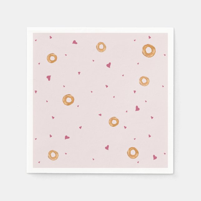 Cute LOVE & BAGELS  |  Cotton Candy Pink  | Napkin (Front)