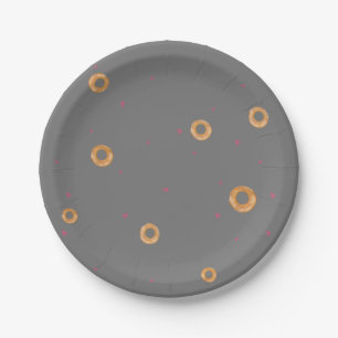 Cute LOVE & BAGELS     Grey    Paper Plate