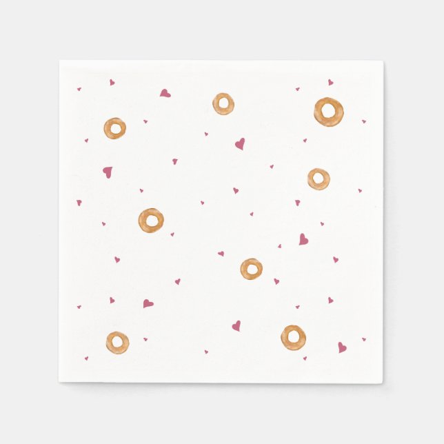 Cute LOVE & BAGELS  |  White  | Napkin (Front)