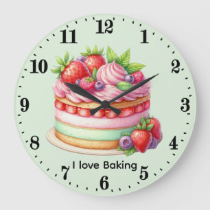 Cute love baking customizable large clock