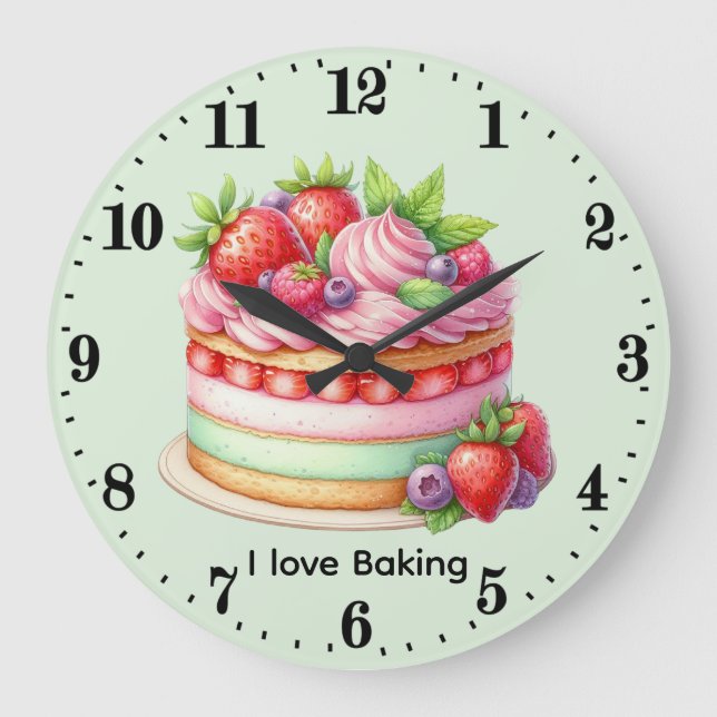 Cute love baking customizable large clock (Front)