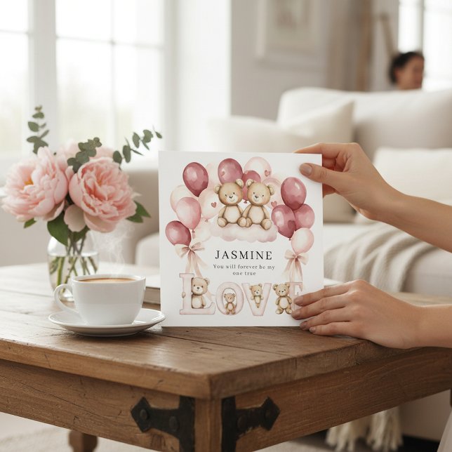 cute Love Balloons Watercolor Valentine Card (Creator Uploaded)