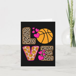 Cute Love Basketball Leopard Print Women Girls Bas Card