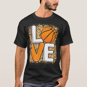 Cute Love Basketball Print Women Girls Basketball T-Shirt