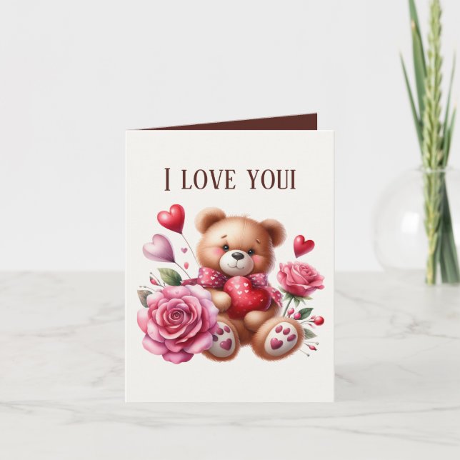 Cute love bear add message  card (Front)