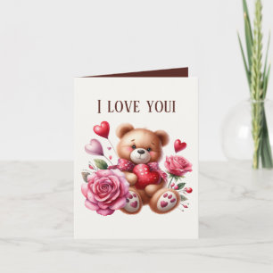 Cute love bear add message card