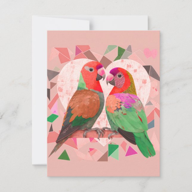 CUTE LOVE BIRD, COLORFUL LOVEBIRD, PINK BIRD  CARD (Front)
