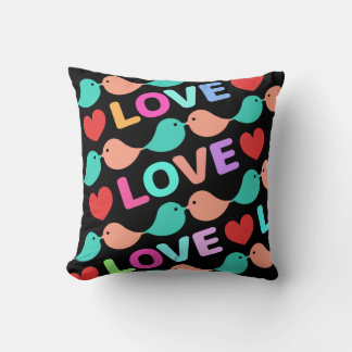 Cute Love Bird LOVE&CUTE black Cute lovebirds. Cushion