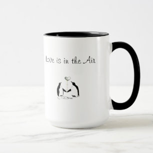 Cute Love Bird Romantic Penguin Mug Black & White