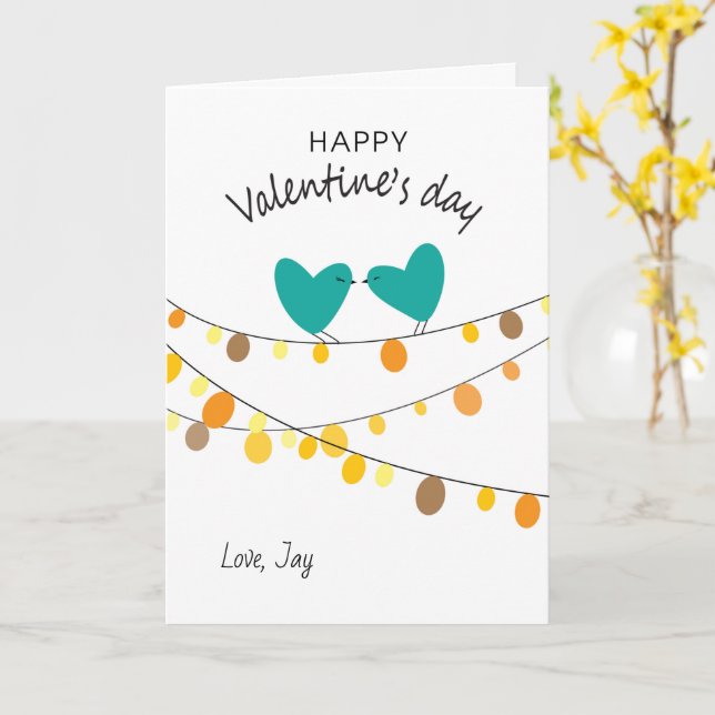 Cute Love Bird Valentine's Day Card (Yellow Flower)