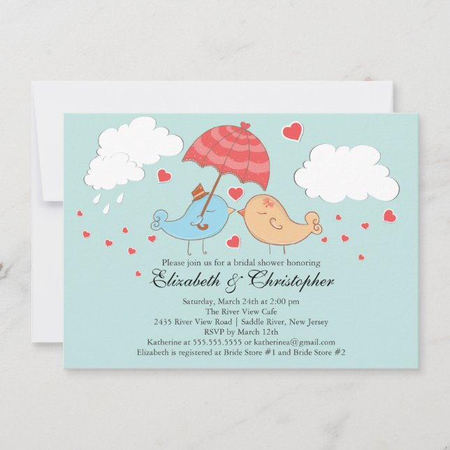 Cute Love Birds Bridal Shower Invitation (Front)