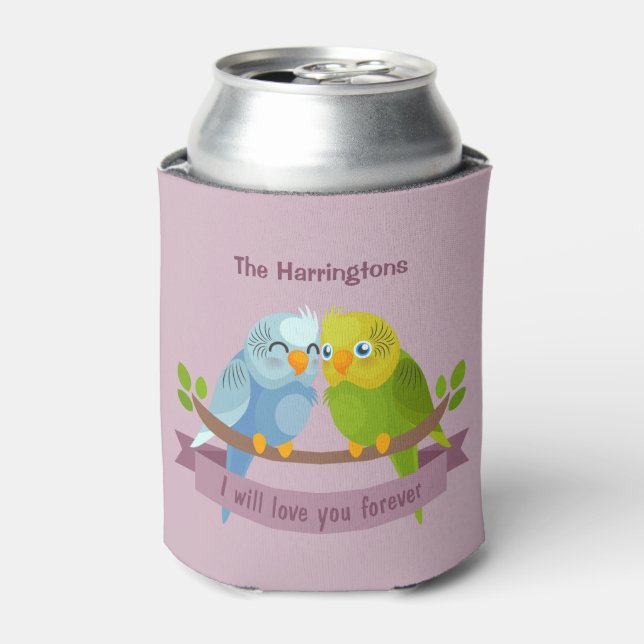 Cute Love Birds custom name can cooler (Can Front)