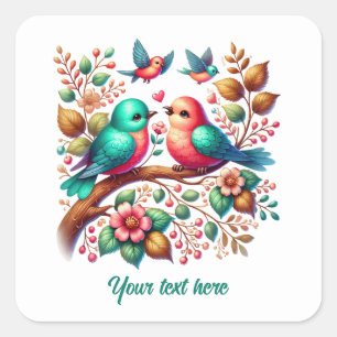 Cute love birds customizable Wedding sticker