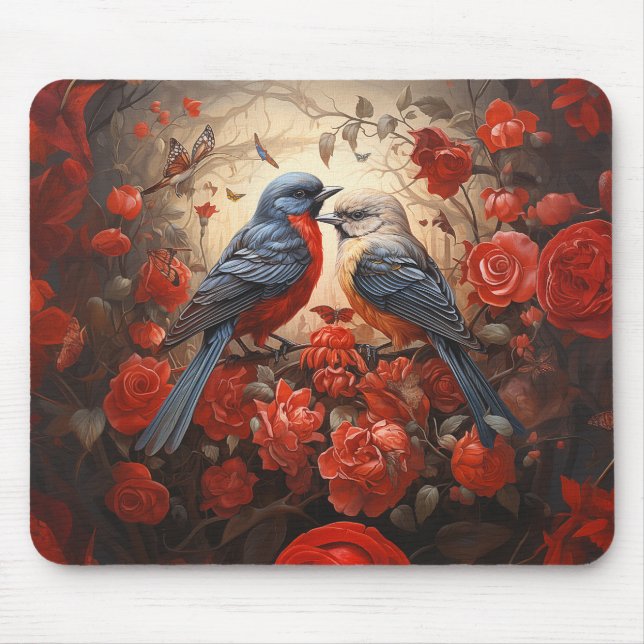 Cute Love Birds  Mouse Pad (Front)