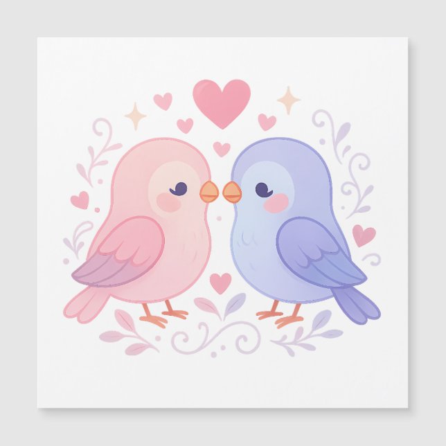 Cute Love Birds Pastel Romantic Illustration (Front)