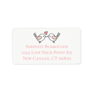 Cute Love Birds Pink Wedding Lovebirds Label