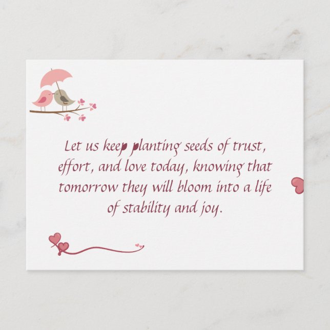 Cute Love Birds Postcard | Shared Future & Growth  (Front)