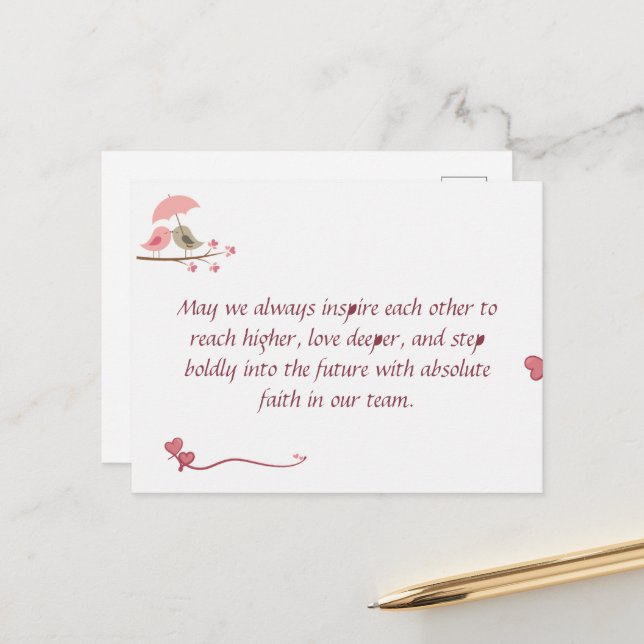 Cute Love Birds Postcard | Shared Future & Growth  (Front/Back In Situ)