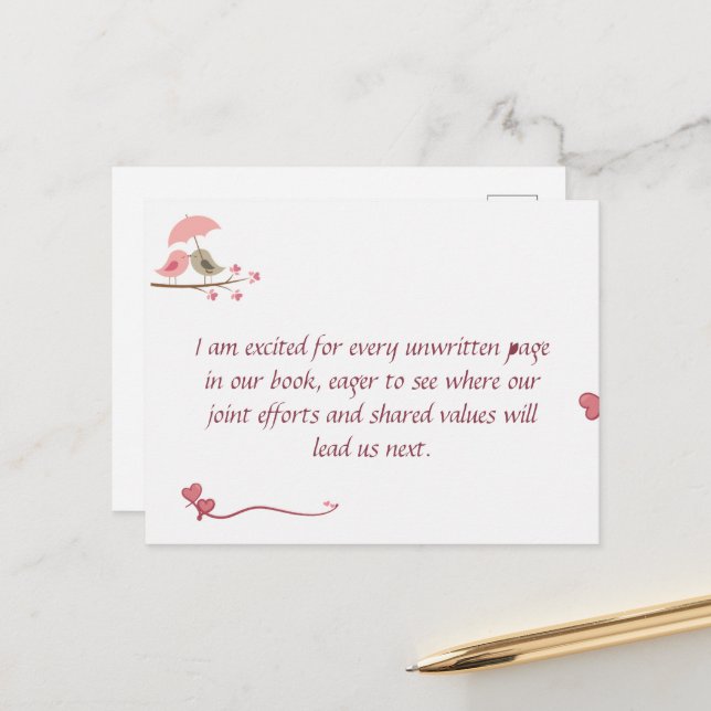 Cute Love Birds Postcard | Shared Future & Growth  (Front/Back In Situ)