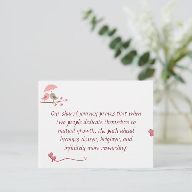 Cute Love Birds Postcard | Shared Future & Growth  (Standing Front)