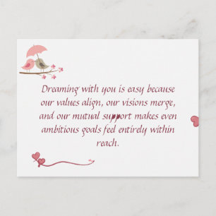 Cute Love Birds Postcard Shared Future & Growth