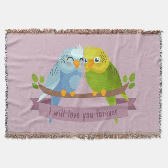 Cute Love Birds throw blanket (Front)