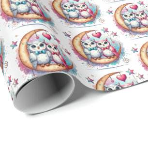 Cute love birds tiled pattern wrapping paper