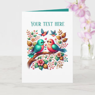 Cute love birds Wedding add text Card