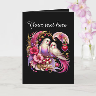Cute love birds Wedding add text Card