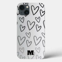 cute love black and white heart personalised phone