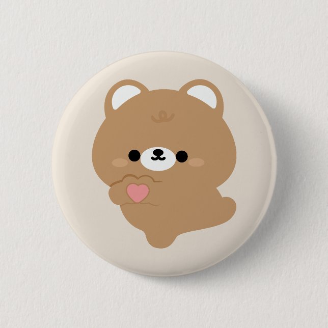 Cute Love Brown Bear 6 Cm Round Badge (Front)