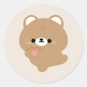 Cute Love Brown Bear Classic Round Sticker