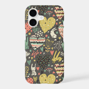 Cute love bunnies pattern with hearts
