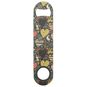 Cute love bunnies pattern with hearts