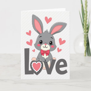 Cute Love Bunny Hearts Card