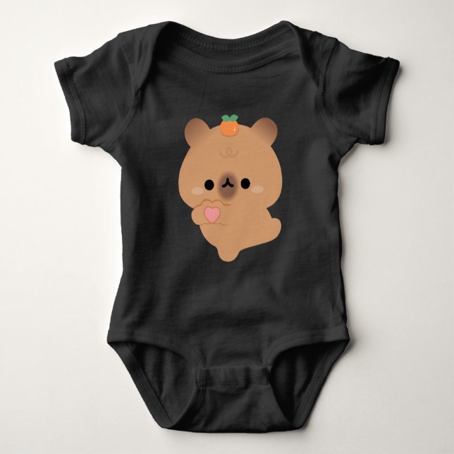 Cute Love Capybara Baby Bodysuit (Front)