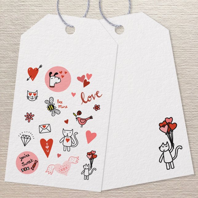 Cute Love Cartoon Gift Tags (Cute love themed gift tag, perfect for birthdays, anniversaries and Valentine's Day gifts.)