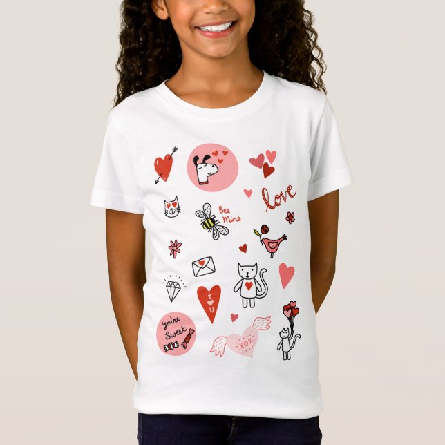 Cute Love Cartoon T-Shirt (Front)