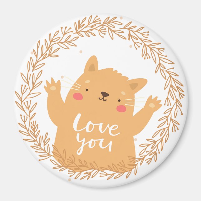 Cute Love Cat Magnet (Front)