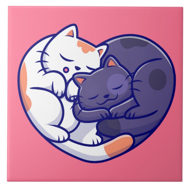 Cute Love Cats  Ceramic Tile (Front)