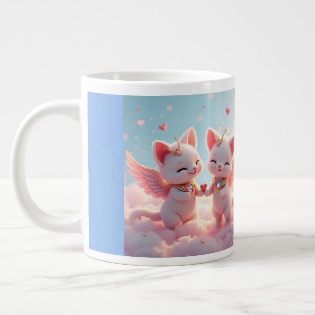 Cute Love Cats Large Coffee Mug (Left)