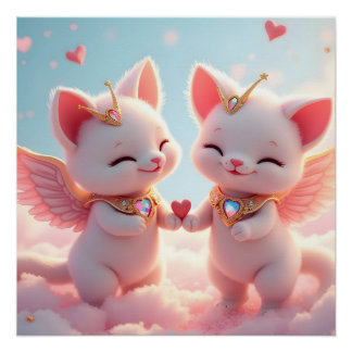 Cute Love Cats Poster