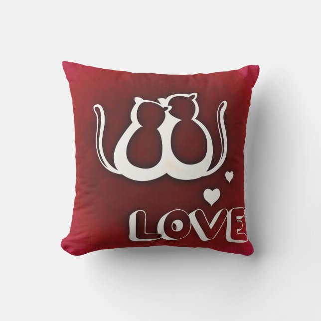 Cute Love Cats Valentine's Day Pillow (Front)
