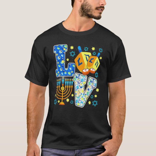 Cute LOVE Chanukah Hanukkah Decorations Dreidel Me T-Shirt (Front)