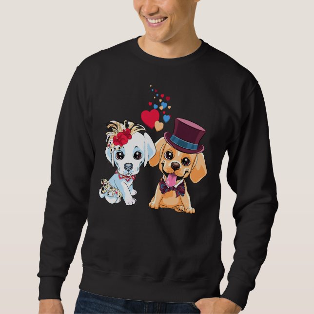 Cute Love Copple Puppy Dogs Labrador Retriever Sweatshirt (Front)