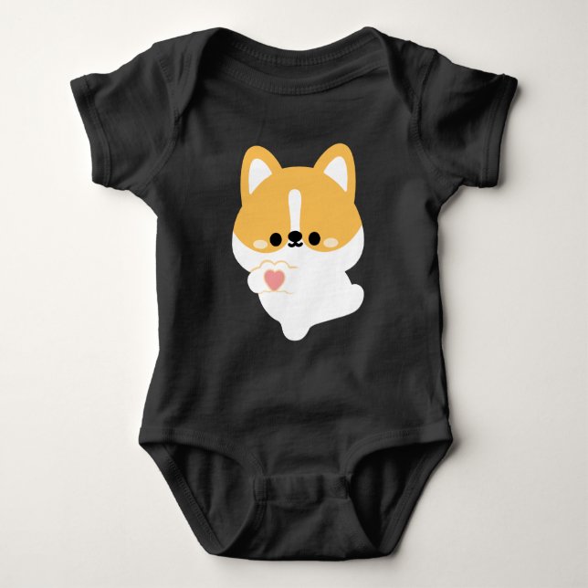 Cute Love Corgi Baby Bodysuit (Front)
